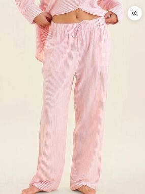 Sabine Seersucker Pink Stripe Full Length Papinelle Pants Size Small